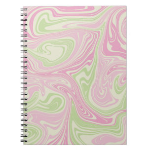 Liquid Swirl Green Pink Pattern Notebook