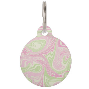 Liquid Swirl Green Pink Pattern Pet Tag