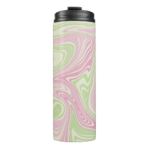 Liquid Swirl Green Pink Pattern Thermal Tumbler