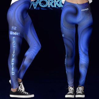 Liquid Swirl Holographic Neon Fitness 2026 Blue Leggings
