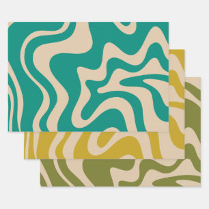 Liquid Swirl Retro Abstract Pattern Wrapping Paper Sheet