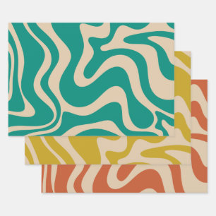 Liquid Swirl Retro Abstract Pattern Wrapping Paper Sheet