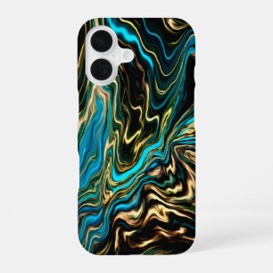 Liquid Swirls Black Turquoise Iphone Case