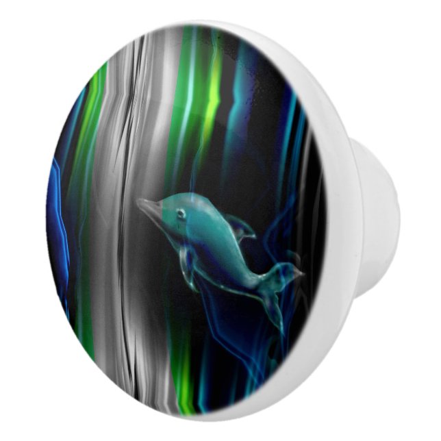 Liquid Vibrations Dolphin Neon Ceramic Knob (Right)