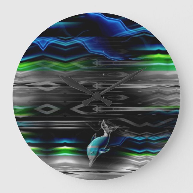 Liquid Vibrations Dolphin Neon Wall Clock (Front)