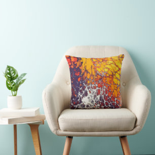 Liquid Warmth Lava Lamp, Red, Orange, Yellow Throw Pillow