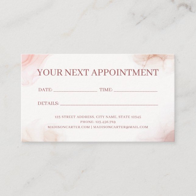 Liquid Watercolor Alcohol Ink Appointment Card (Front)