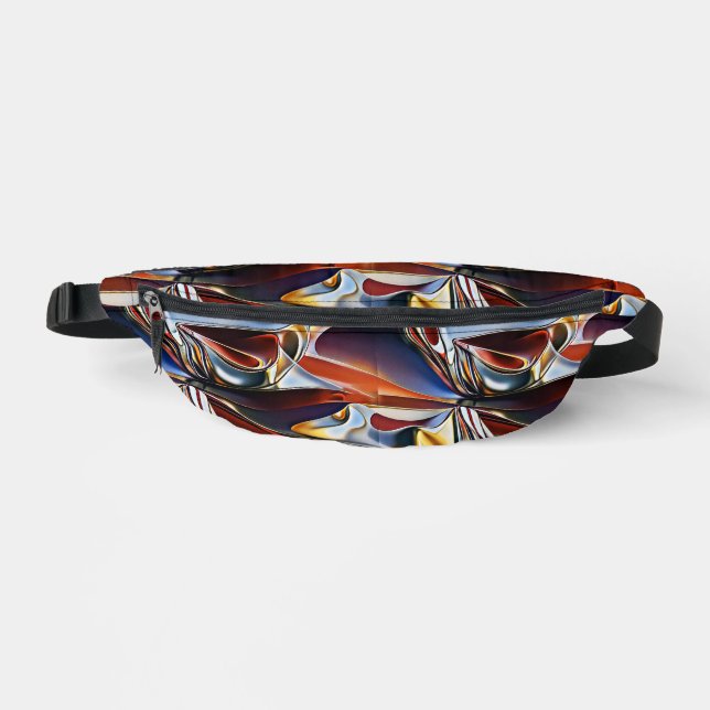 Liquid waves geometric abstract pattern design 4 fanny pack (Front)