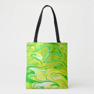 Liquidized Yellow Green Marble Pattern, Tote Bag