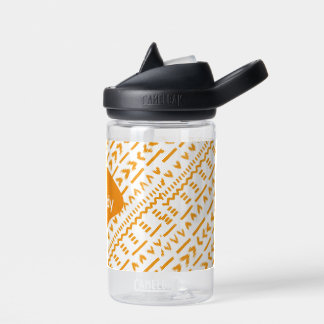 Liquidy Mudcloth African Pattern In White Water Bottle