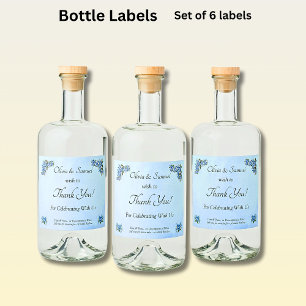 Liquor Bottle Labels - Blue Peony