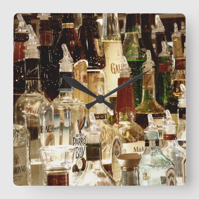 Liquor Bottles Square Wall Clock (Front)