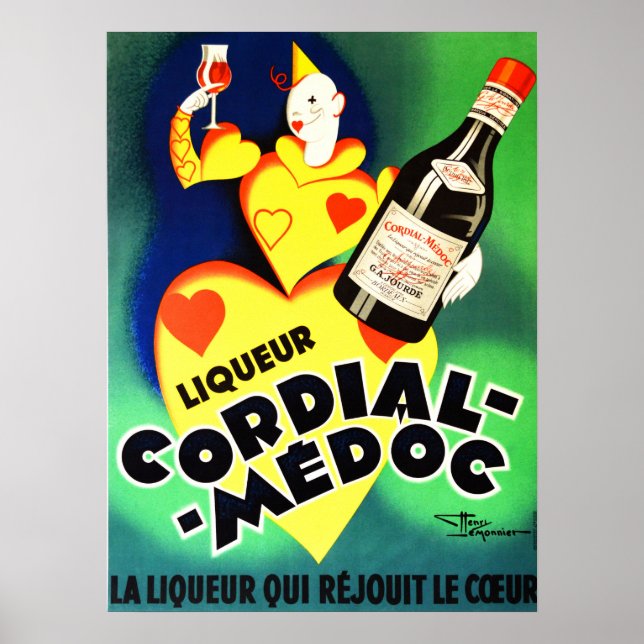 LIQUOR CORDIAL MEDOC Publicité Art Déco Français (Devant)