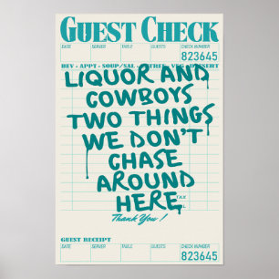 Liquor & Cowboys Guest Check Print