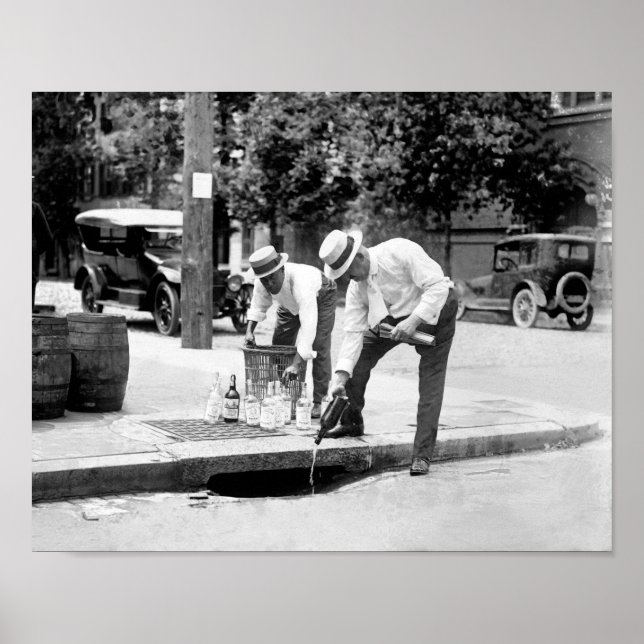 Liquor Down The Drain - Prohibition Era - 1921 Poster (Front)