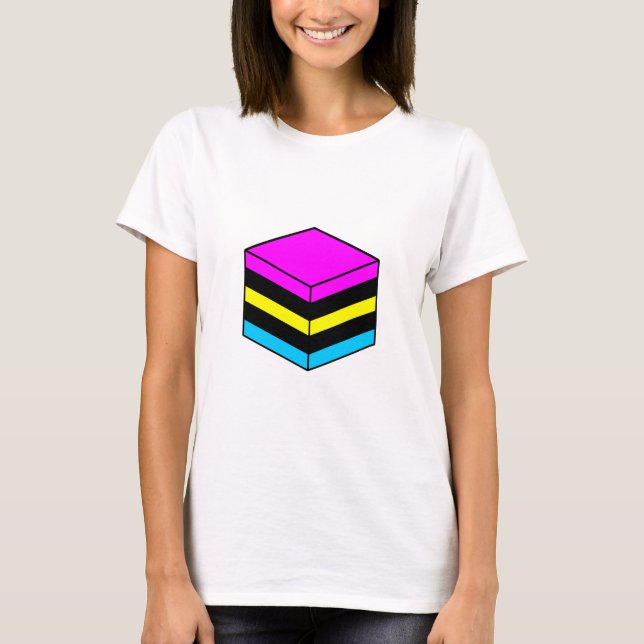 Liquorice All Sort - magenta, yellow, blue and blk T-Shirt (Front)