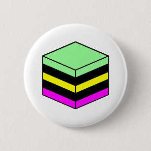 Liquorice All Sort - Mint Grn, Yellow, Magenta blk 2 Inch Round Button