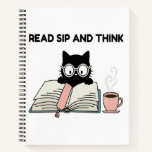 Lire, boire et penser Chat mignon lisant un livre
