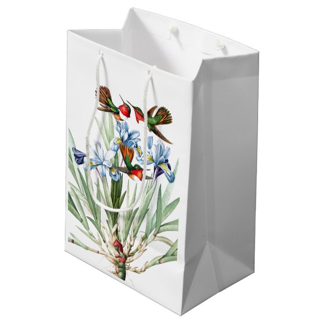 L'iris bleu d'oiseaux de colibri fleurit le sac de (Dos Angle)