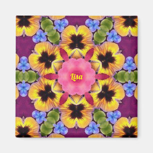LISA ~ Abstract Pansy ~ Pink Blue Purple Yellow Magnet