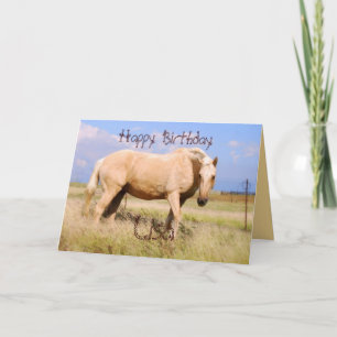 Lisa Bonne carte d'anniversaire Palomino Horse Car