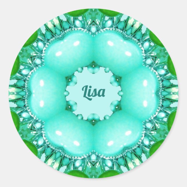 LISA ~ Bright Abstract Fractal Pattern ~ Classic Round Sticker (Front)
