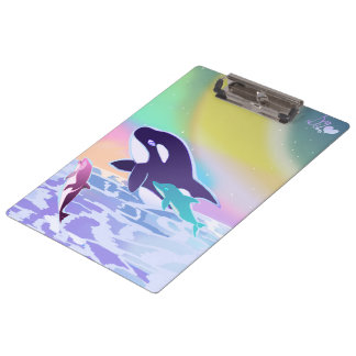 Lisa frank inspired orca and dolphin clipboard