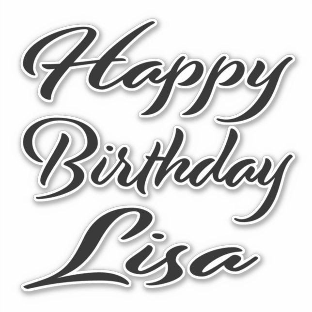 Lisa name first name black Sticker birthday (Front)