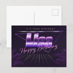 Lisa Name Vorname lila Postkarte Geburtstag Postcard