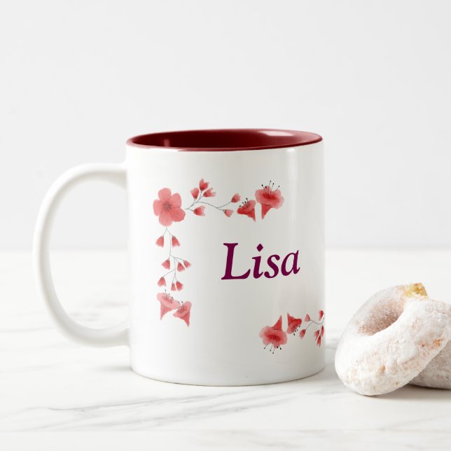 Lisa nom Mug - Coupe de café personnalisée avec un (Avec donut)