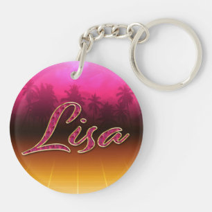 Lisa Vorname Name golden pink Schlüsselanhänger Keychain