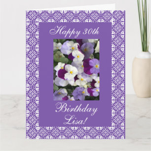 Lisa's 30th's birthday pansies (change name/age) card
