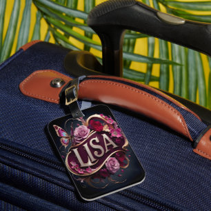 Lisa's Floral Nameplate Luggage Tag