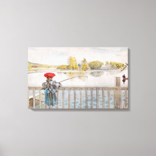 Lisbet Fishing by Carl Larsson, Vintage Fine Art Canvas Print