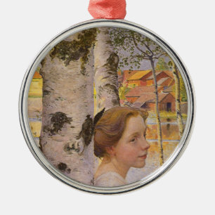 Lisbeth at the Birch Grove (Beautiful Young Girl) Metal Ornament