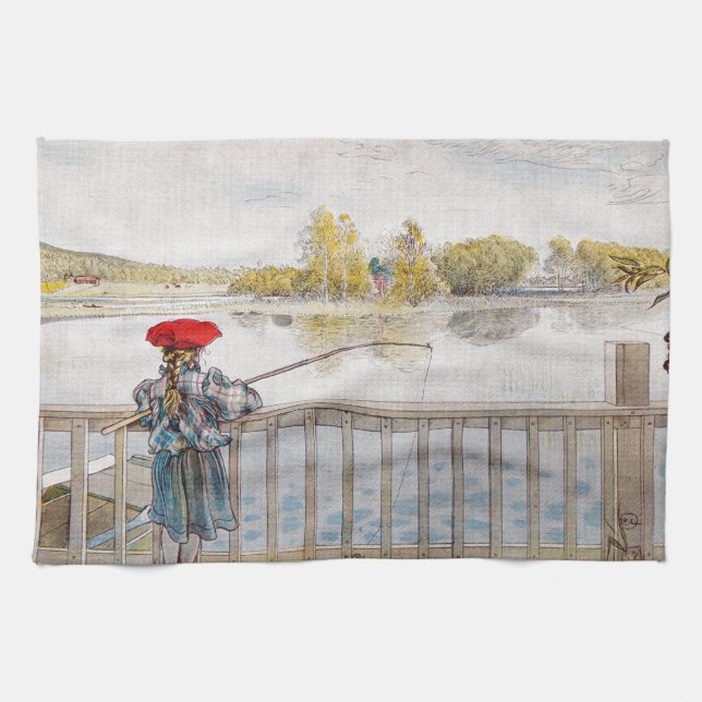 Lisbeth Fishing by Carl Larsson Kitchen Towel (Horizontal)