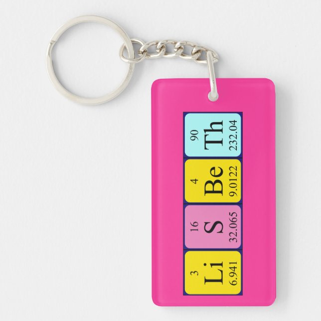 Lisbeth periodic table name keyring (Front)