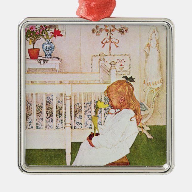 Lisbeth with a yellow tulip metal ornament (Front)