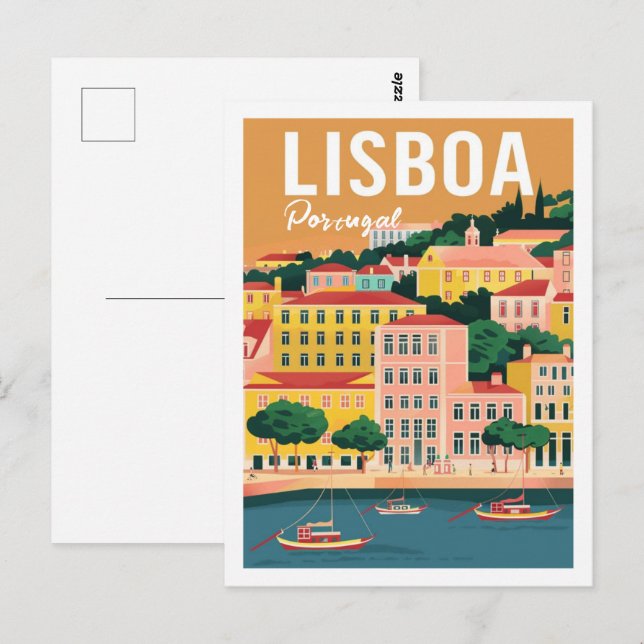 Lisboa Portugal Vintage Famous Travel Place Postcard (Front/Back)