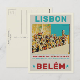 Lisbon Belem statue illustration Portugal Postcard