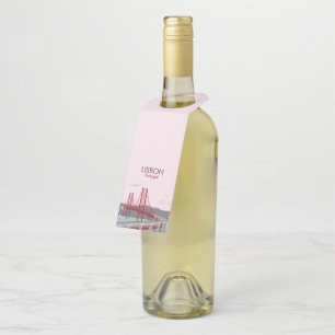 Lisbon bridge in vintage style bottle tag