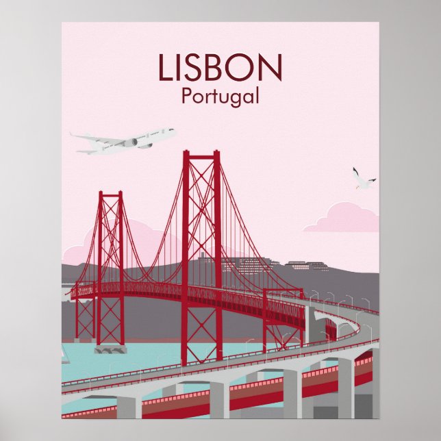 Lisbon bridge in vintage style poster (Front)