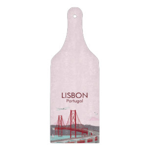 Lisbon bridge over Tagus river in vintage style  Cutting Board