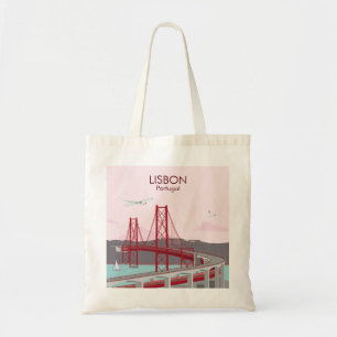 Lisbon bridge over Tagus river in vintage style Tote Bag