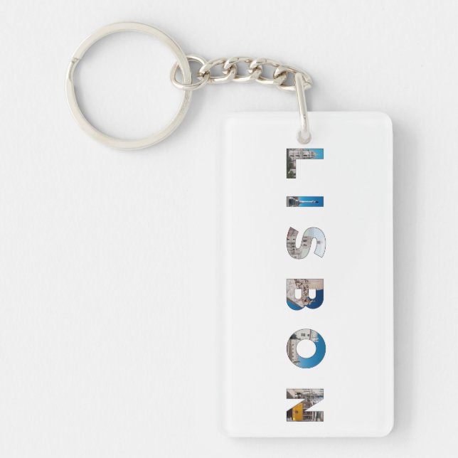 lisbon city portugal landmark inside text symbol keychain (Front)