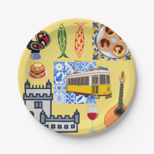 Lisbon City Symbols Paper Plate