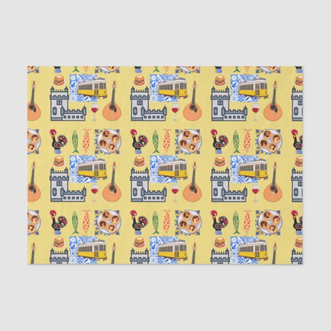 Lisbon City Symbols Tissue Paper (Front)