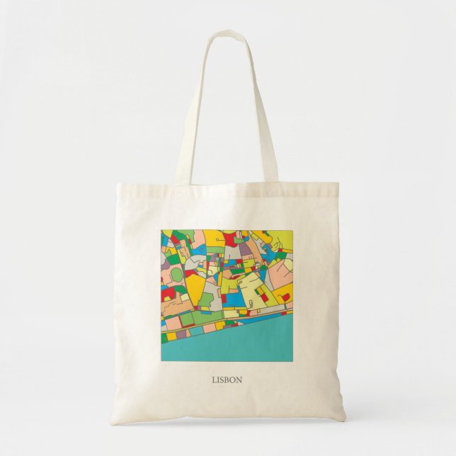Lisbon Colourful Tote Bag, Abstract Shopping Bag (Front)