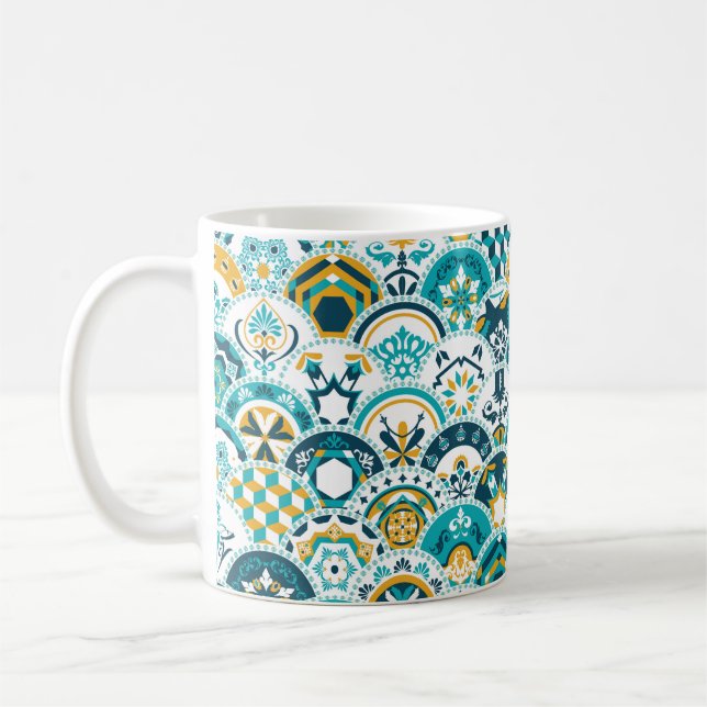 Lisbon geometric Azulejo tile pattern, Portuguese  Coffee Mug (Left)