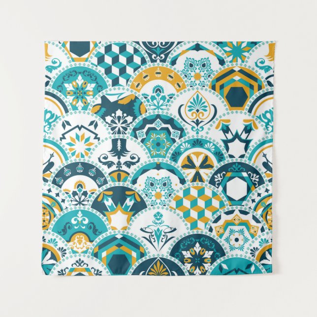 Lisbon geometric Azulejo tile pattern, Portuguese  Tapestry (Front)